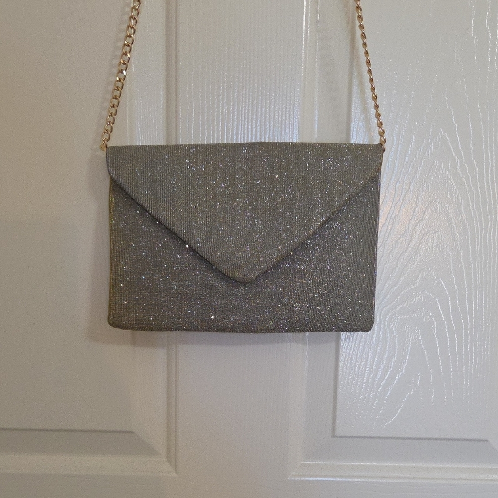 Sparkle Envelope Chain Crossbody Clutch - Silver